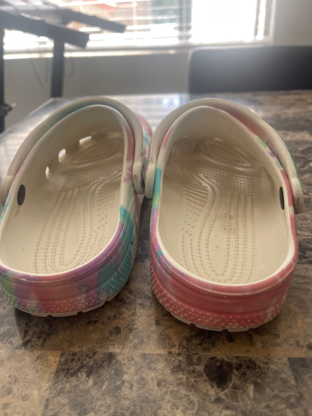 CROCS Tie-Dye Clogs in Pink, Teal & Purple - Picture 3 of 3